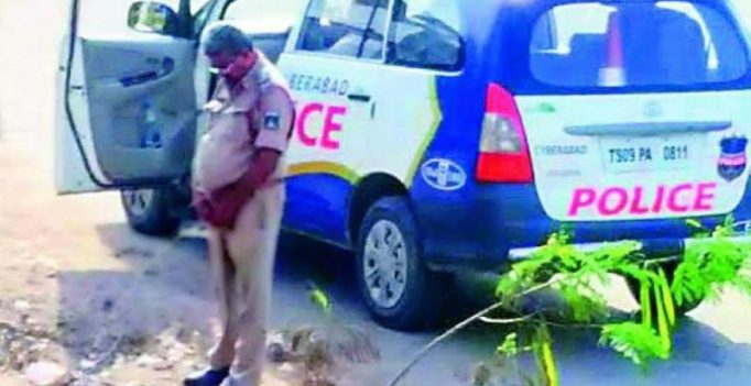 Hyderabad: Peeing cop’s pic goes viral on social media