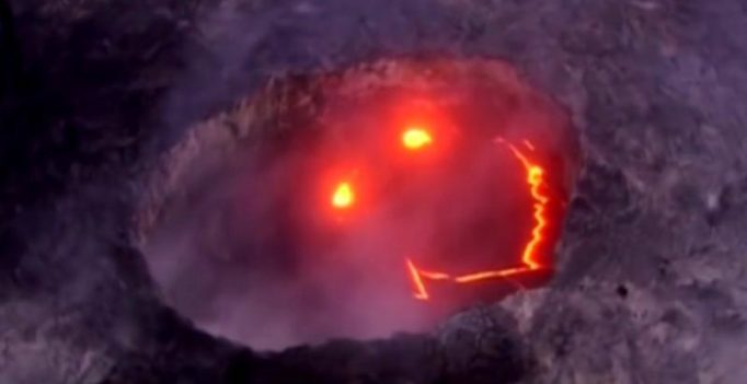 Video: Spectators left spellbound as volcano flashes mysterious smiling face