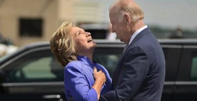 Joe Biden’s long and awkward hug with Hillary Clinton is going viral