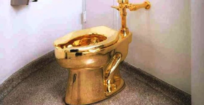 Video: Museum in New York opens gold toilet for visitors to use