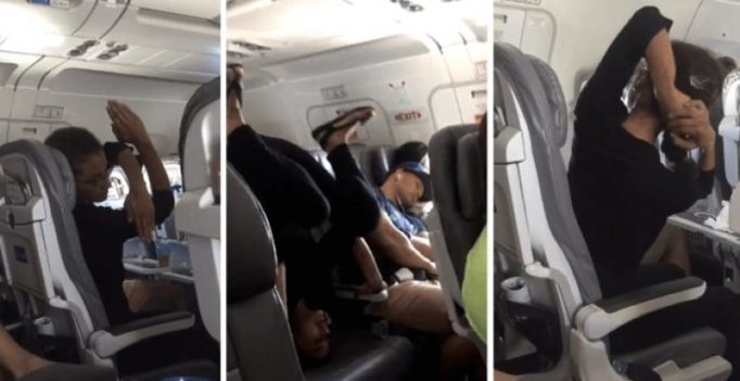Video: Woman shows off her yoga moves on a plane without waking seat mate