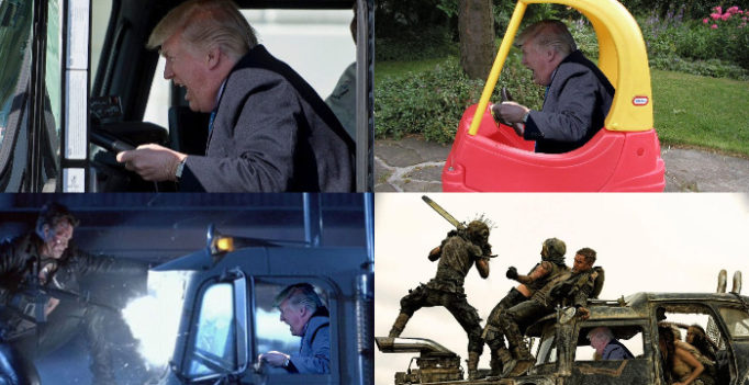 Trump drives an 18-wheeler truck and the Internet is having fun