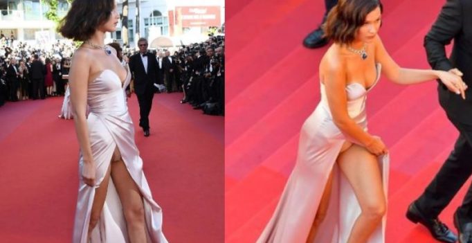 Once again, Bella Hadid suffers wardrobe malfunction at Cannes