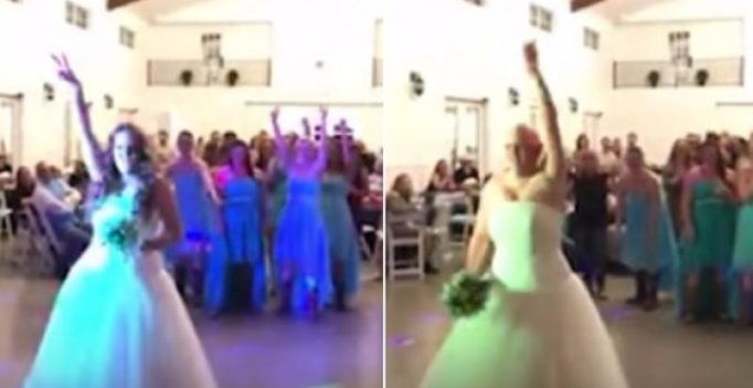 Video: Courageous bride suffering from cancer throws off wig during wedding